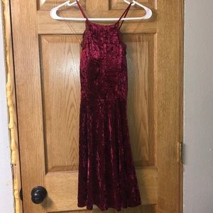 Red Velvet dress with lace detail and crops back